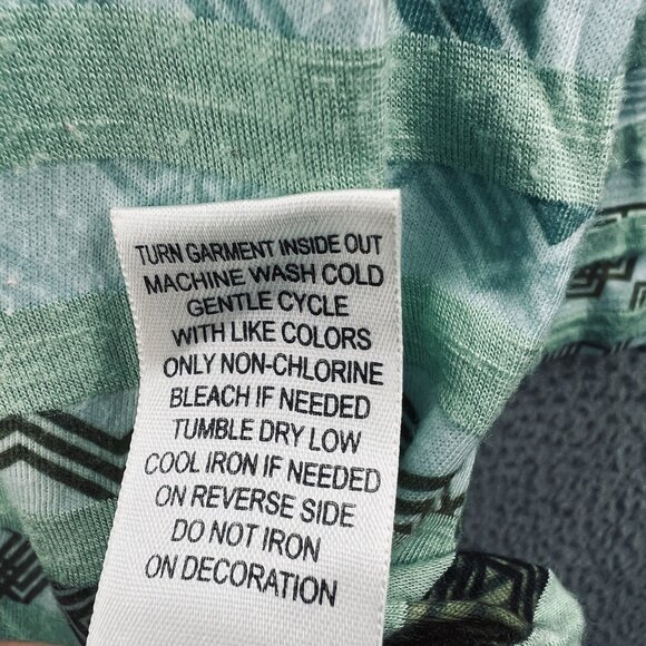 Live Let One World Women Tunic Top Large‎ Green Black Embellish 3/4 Sleeve Shirt - Picture 6 of 10